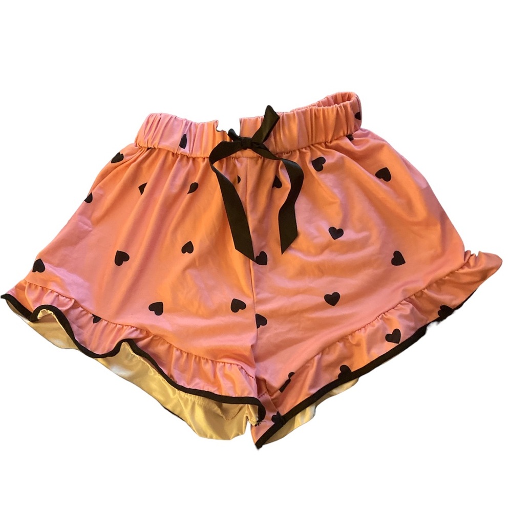 Women’s Pink and Black heart Pj shorts size small, drawstring